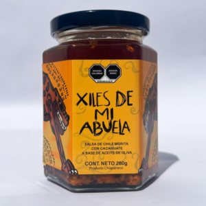 Salsa de Xile Morita con cacahuate a base de aceite de oliva, 280g.